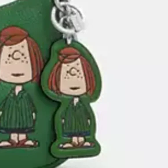 Coach x Peanuts Peppermint Patty Leather Bag Charm Keychain CBG57 Green 2025 - Picture 9 of 9